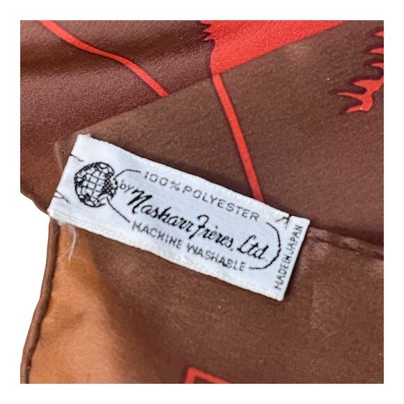 Nasharr Freres Ltd. Vintage 1970s Autumn Trees Polyester Scarf 21” Square - Picture 4 of 7